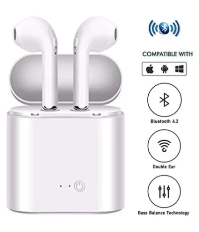Earpods TWS I7s Twin Bluetooth Wireless Earphone Headset With Charging Box Stereo For Android & All Phones Wireless Earbuds With Noise Cancelling Microphone