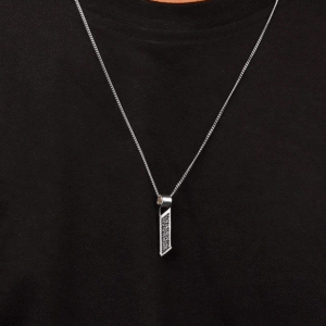 Home Slanted Bar Pendant - Silver