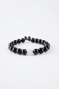 Home Adjustable Beaded Bracelet - White & Black