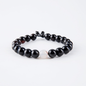 Home Adjustable Beaded Bracelet - White & Black